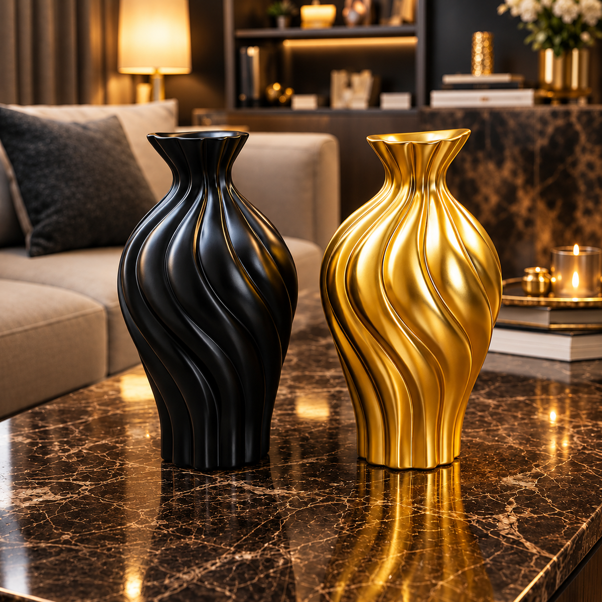 Modern Luxury Wave Design Decorative Vase – Elegant Home & Tabletop Accent