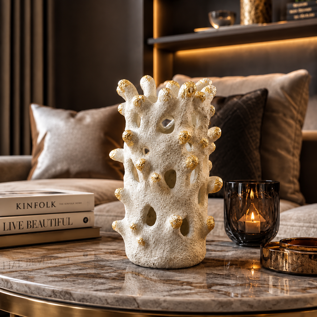 Luxury Coral Texture Decorative Vase for Modern Home Décor – Premium Resin Artistic Table Accent Piece