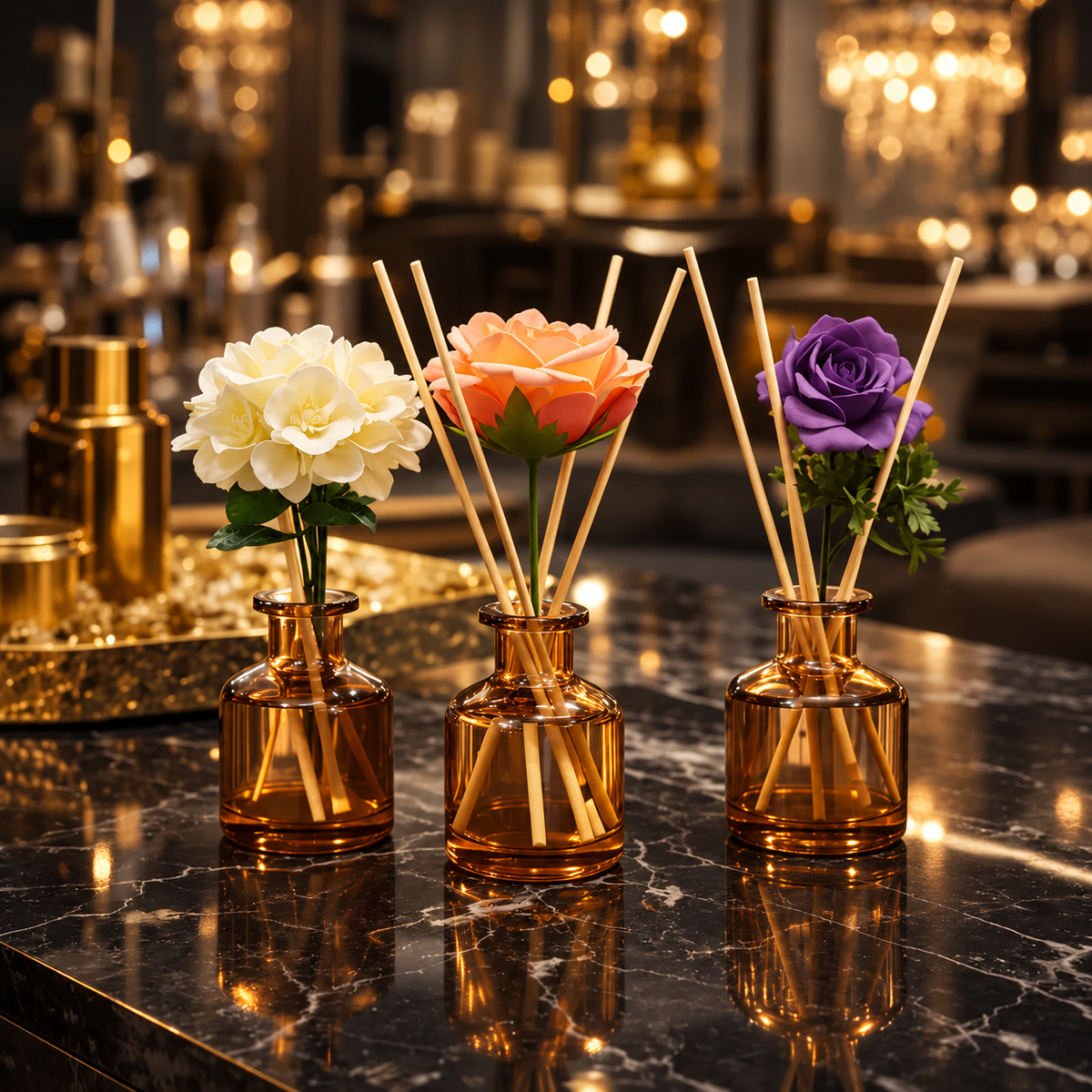 Luxury Floral Reed Diffuser – Premium Home Fragrance & Decorative Aroma Vase