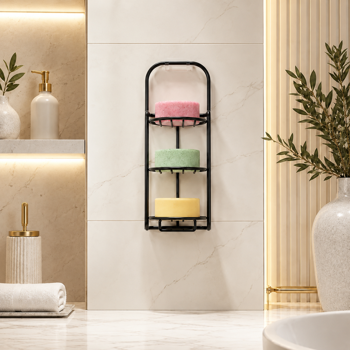 3-Tier Wall-Mount & Freestanding Soap Holder Rack | Bathroom Soap Storage Organizer