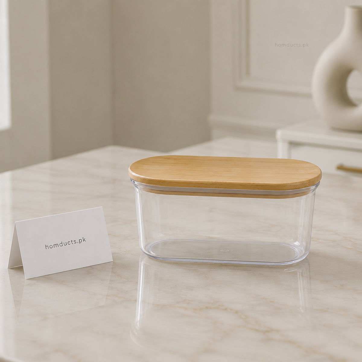 Airtight Clear Food Storage Container with Bamboo Lid – Small Size