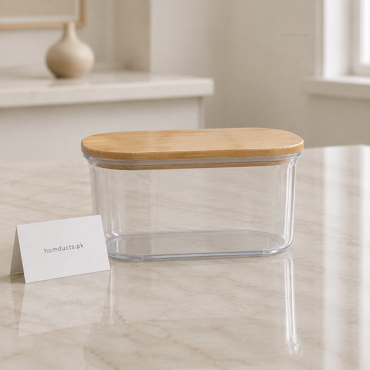 Airtight Clear Food Storage Container with Bamboo Lid – Medium Size