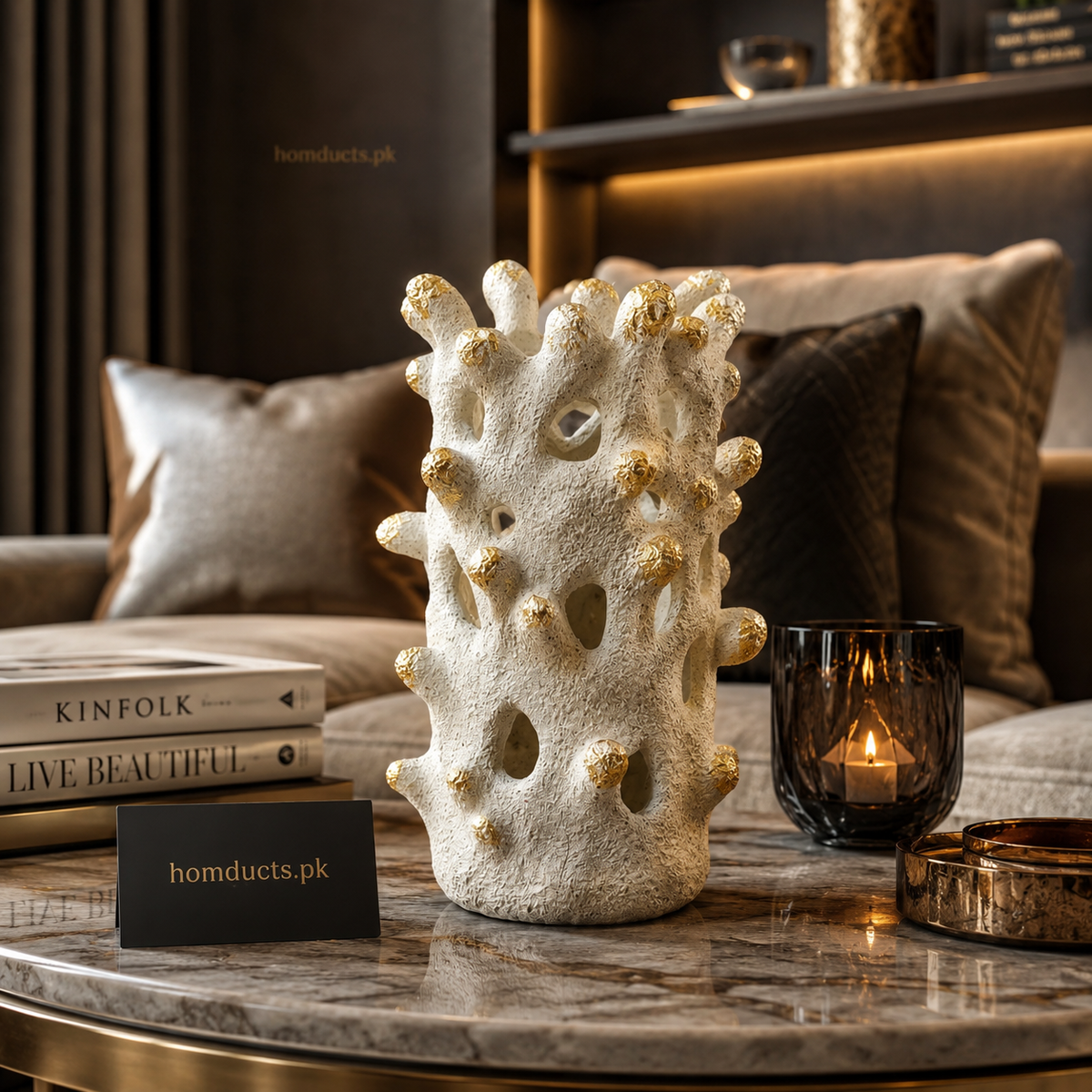 Luxury Coral Texture Decorative Vase for Modern Home Décor – Premium Resin Artistic Table Accent Piece