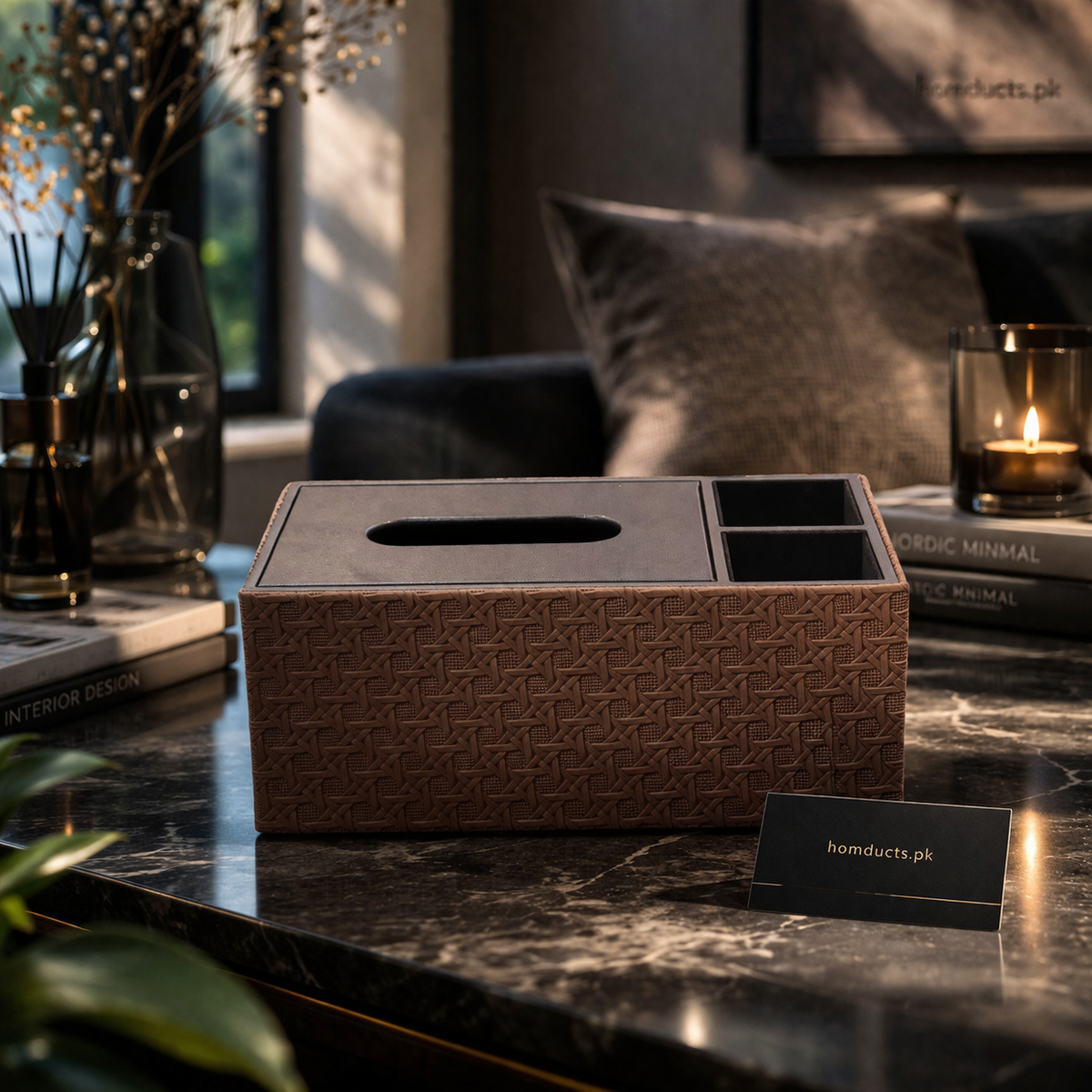 Luxury Multi-Function Tissue Box Organizer with Storage Compartments – Premium Decorative Tabletop Holder