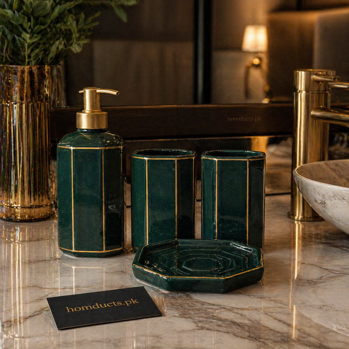 Luxury Bathroom Accessories Set – 4 Piece Elegant Vanity Organizer Set