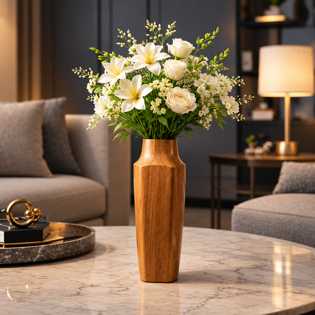 Elegant Wooden Flower Vase – Premium Decorative Floral Display for Modern Home Décor
