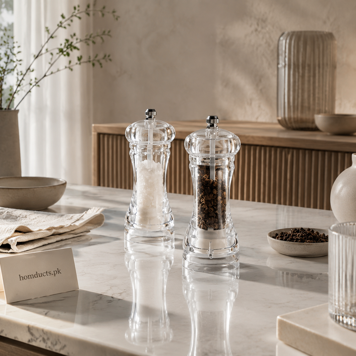 Clear Acrylic Salt & Pepper Grinder Set – 2 Pc