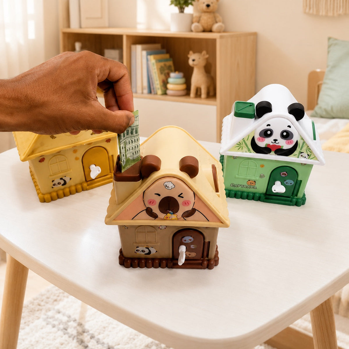 Cute Cartoon House Money Saving Box for Kids – 3 Designs