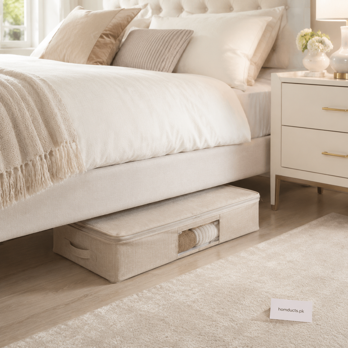 Foldable Under-Bed Clothes Storage Box with Window