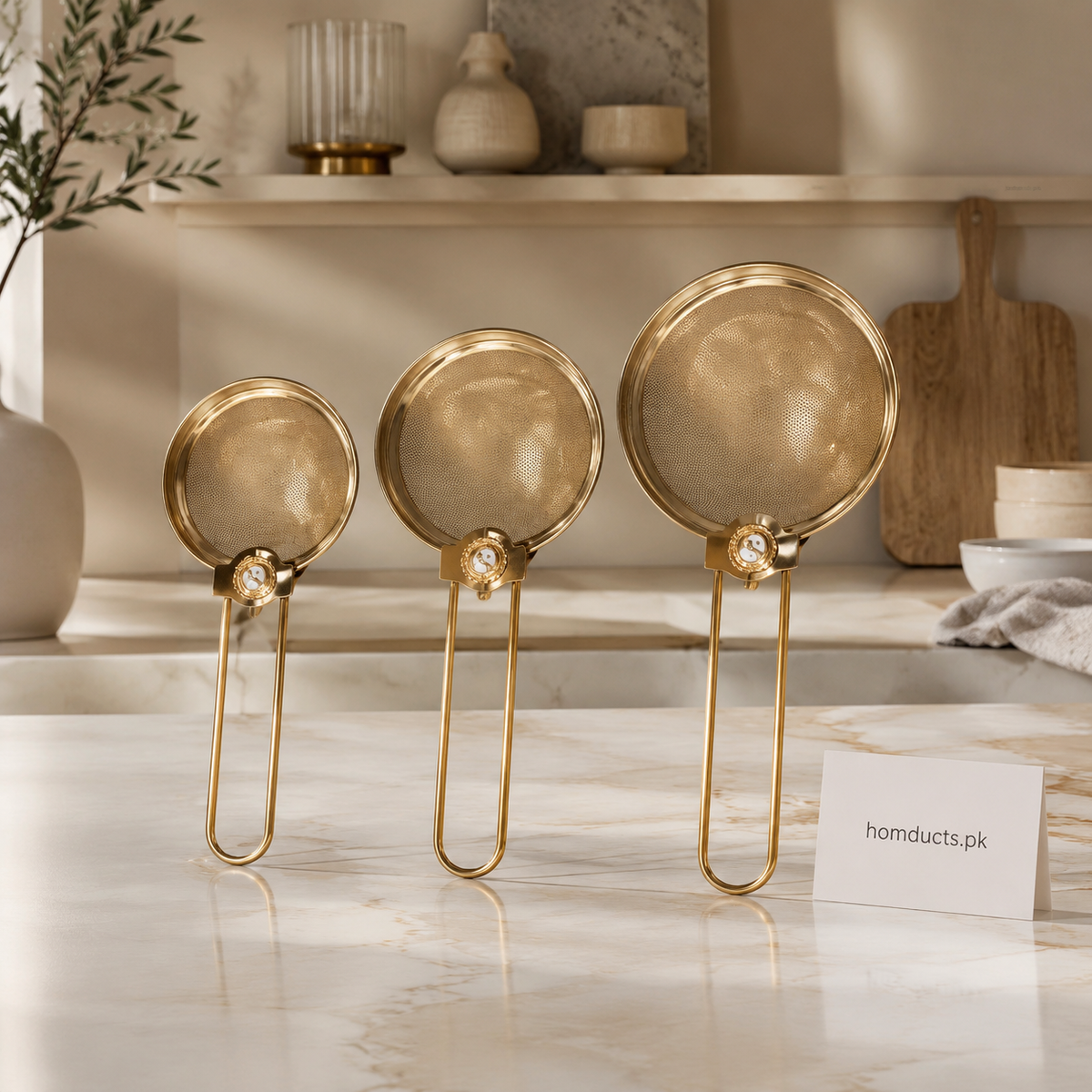 Golden Stainless Steel Flour Strainer – 3 Sizes