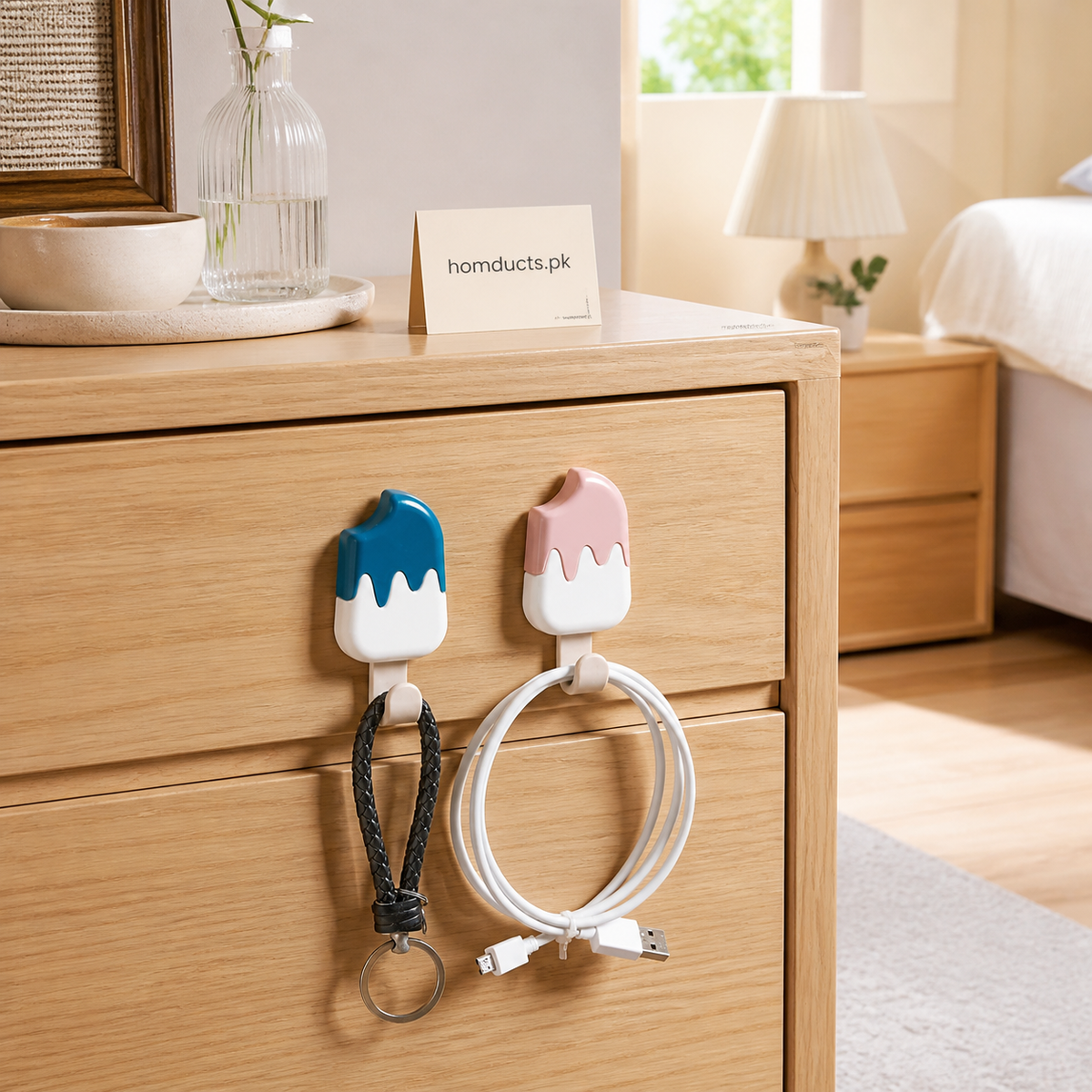 Ice-Cream Shaped Adhesive Wall Hooks – Pack of 2