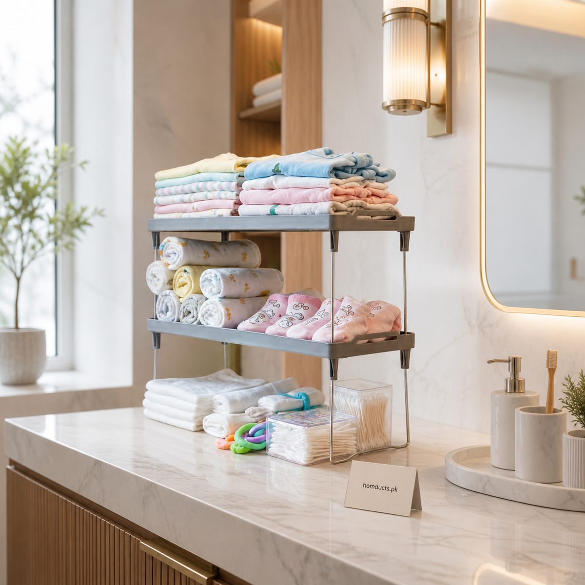 Foldable Shelf Organizer – Space-Saving Counter & Cabinet Rack