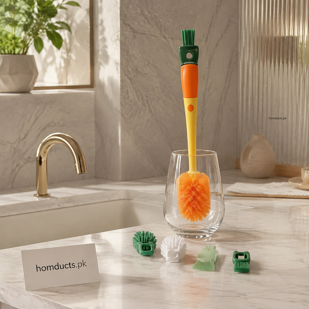5-in-1 Multipurpose Bottle & Glass Cleaning Brush