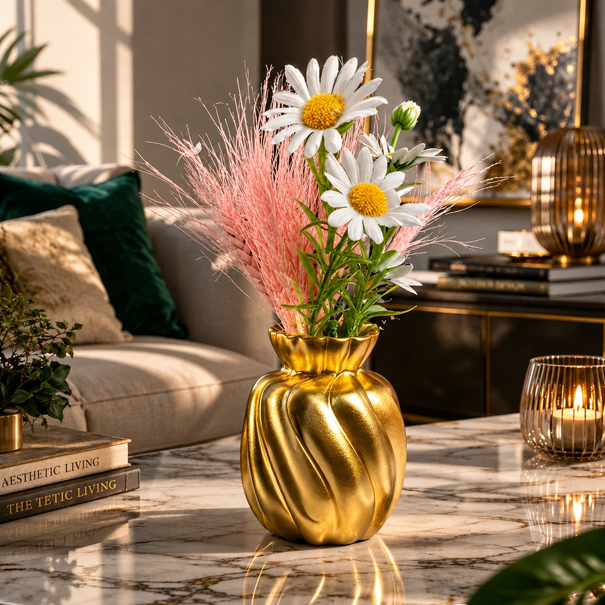 Luxury Sculpted Wave Ceramic Vase – Modern Decorative Flower Vase for Living Room & Tabletop (2 Variants)